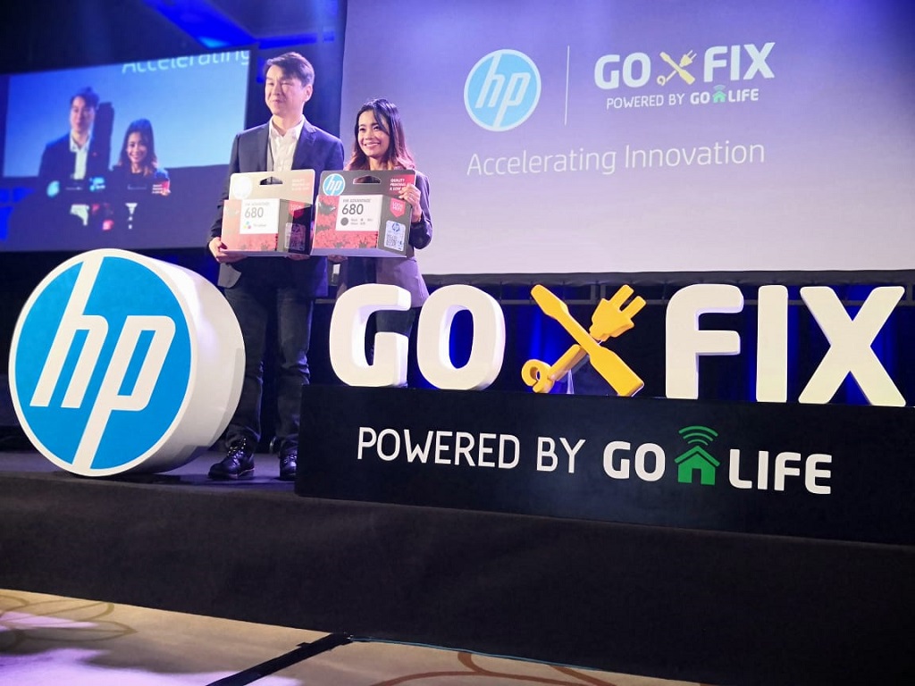 Pengumuman kerja sama Go-Life dan HP di Jakarta, Selasa 4 September 2018