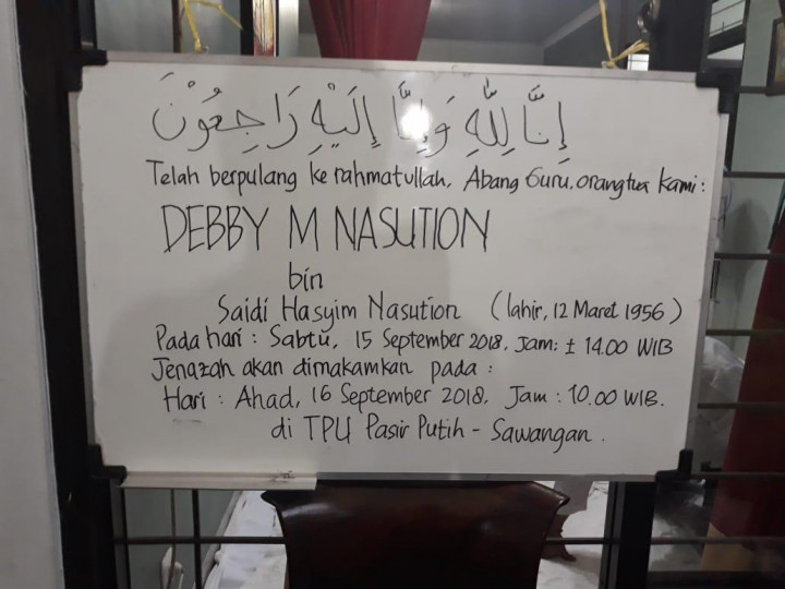 Debby Nasution akan Dimakamkan di TPU Pasir Putih