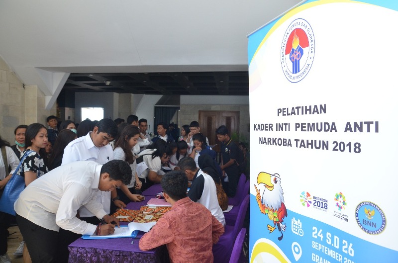 Pelatihan Kader Inti Pemuda Anti Narkoba, 24-26 September 2018, di Grand Mega Hotel Bali.