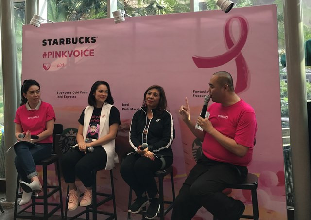 Acara  konferensi pers Memperingati Kanker Payudara oleh Starbucks Indonesia, di kawasan Jakarta Selatan, Rabu 3 Oktober 2018. (Foto: Dok. Medcom.id/Raka Lestari)