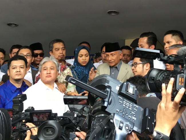 Amien Rais di Polda Metro Jaya. Foto: Medcom.id/Dian Ihsan Siregar. 