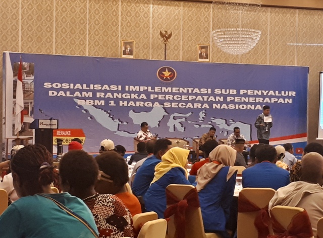 Sosialisasi Implementasi Sub Penyalur Dalam Rangka Percepatan Penerapan BBM 1 Harga Secara Nasional di Merauke, Papua--Medcom.id/Faisal Abdalla.