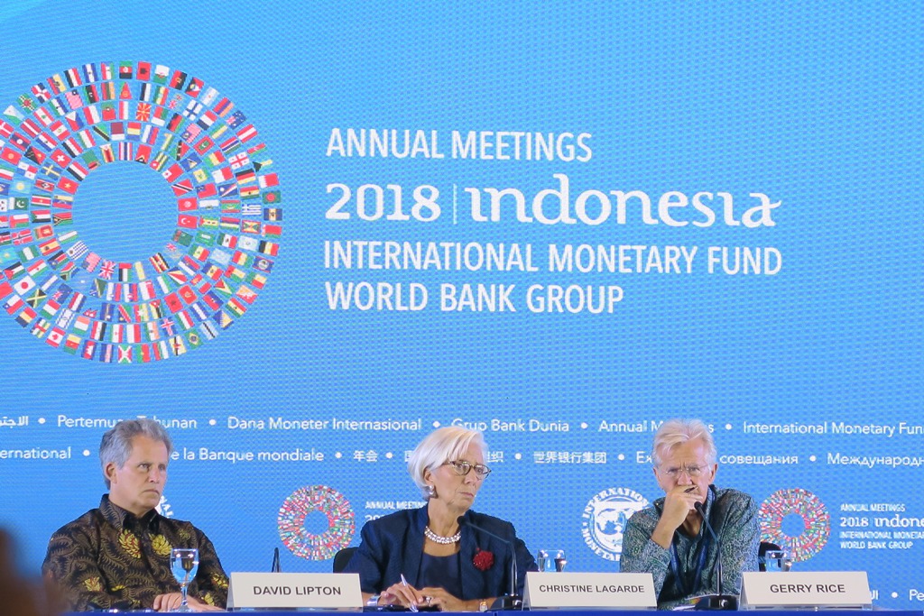 Direktur Pelaksana IMF Christine Lagarde (tengah) (Foto: Medcom.id/Suci Sedya Utami)