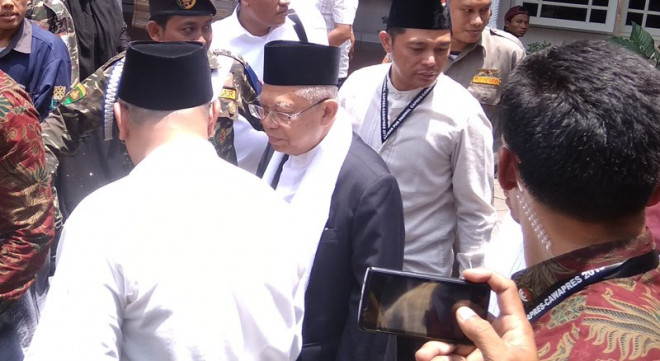 Ma'ruf Amin di Pondok Pesantren Al Munawwir Krapyak, Desa Bangunharjo, Kecamatan Sewon, Kabupaten Bantul, Daerah Istimewa Yogyakarta, Minggu, 14 Oktober 2018. Medcom.id/ Ahmad Mustaqim.