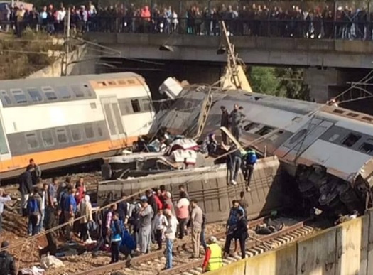 Kecelakaan kereta api di Maroko. (Foto: Twitter Amouch Abdellah)