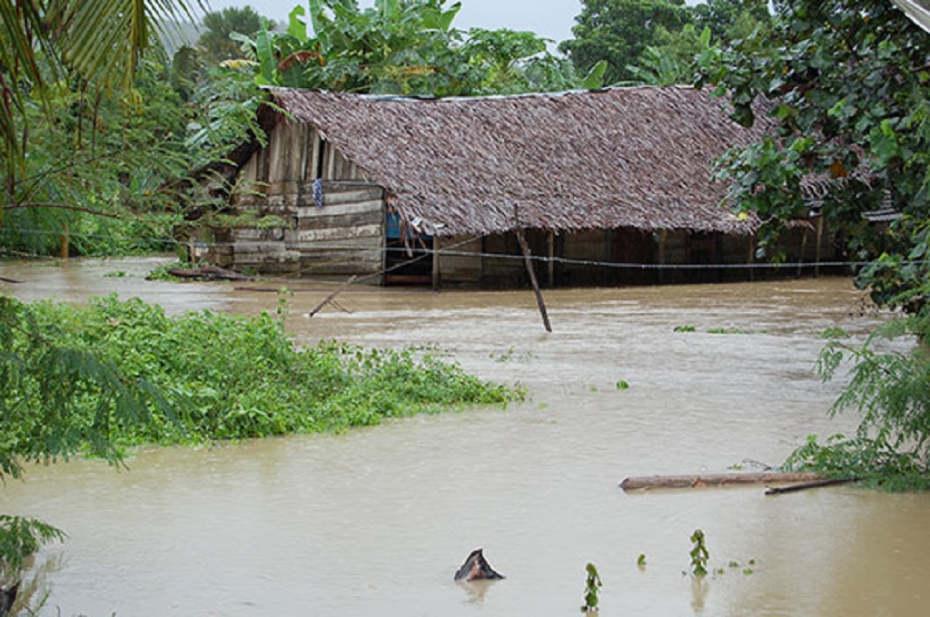 Sebuah rumah di Kecamatan Matangkuli, Aceh Utara, terendam banjir, MI - Amiruddin Abdullah