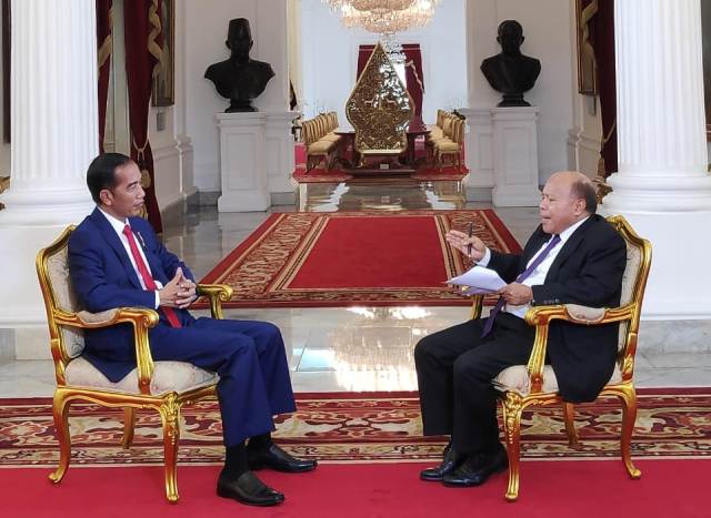 Presiden Jokowi dalam wawancara ekslusif dengan jurnalis Metro TV, Don Bosco Selamun.