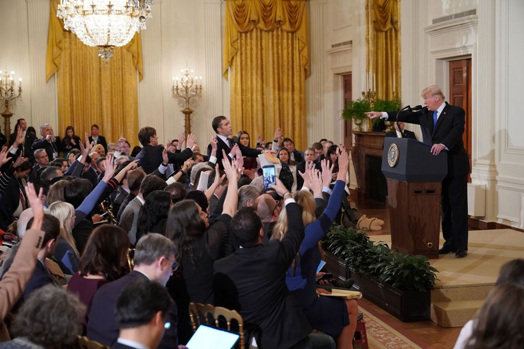 Presiden AS Donald Trump saat konferensi pers di Gedung Putih. (Foto: AFP)