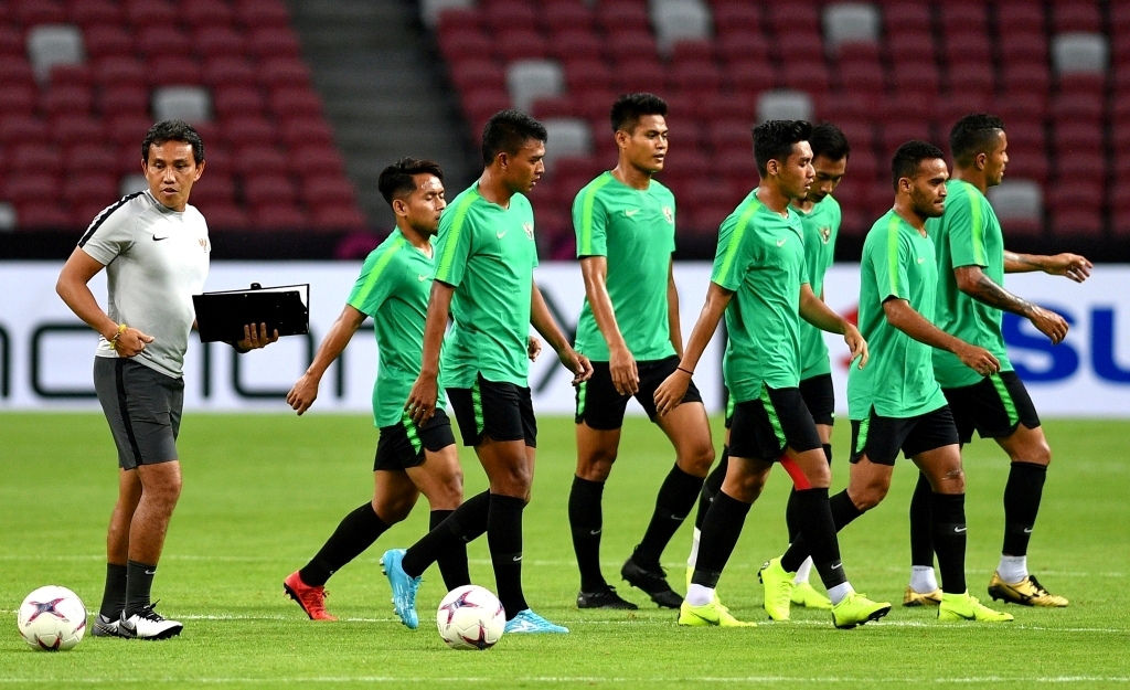 Timnas Indonesia latihan jelang menghadapi Singapura (Foto: Antara/Sigid Kurniawan)