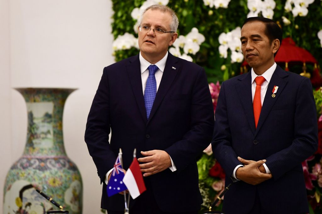 PM Australia Scott Morrison dan Presiden RI Joko Widodo ketika bertemu di Bogor, Agustus 2018. (Foto: AFP)