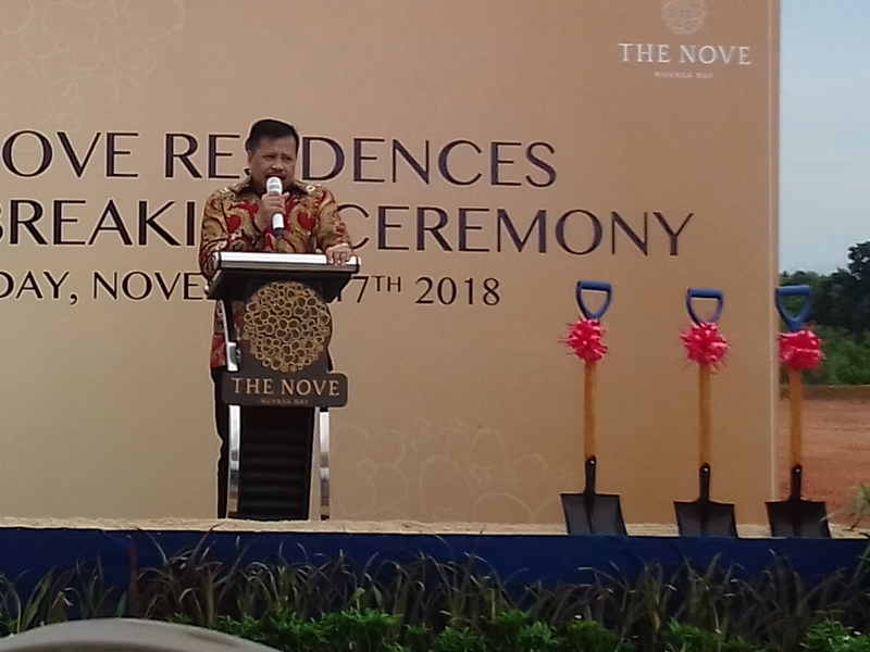 Kepala BP Batam Lukita Dinarsyah saat acara peletakan batu pertama The Nove, Nongsa, Batam, Sabtu, 17 November 2018.