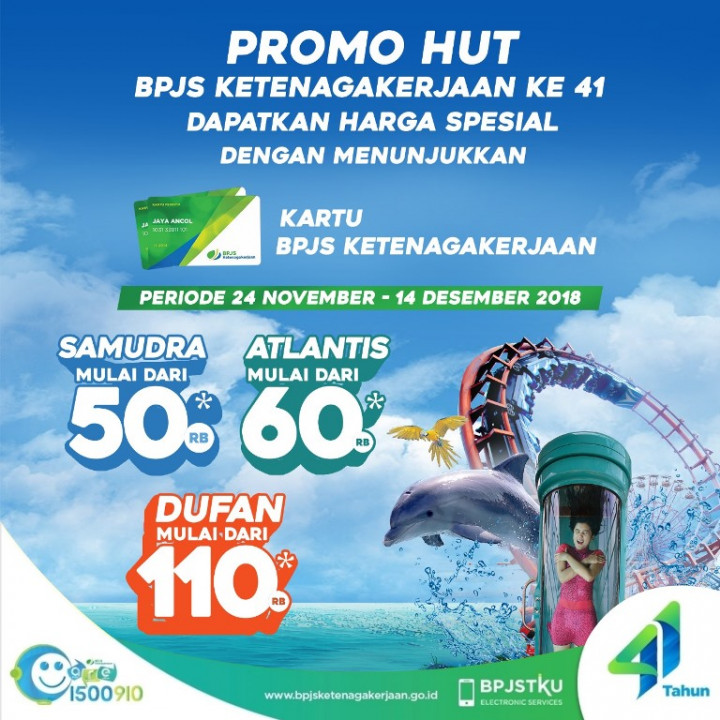 Peserta BPJS Ketenagakerjaan Dapat Diskon hingga 50% di Ancol