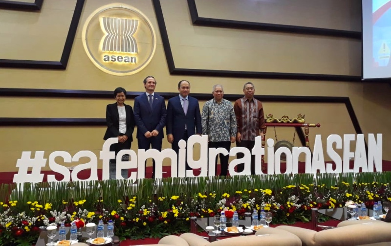 Peluncuran Kampanye Safe Migration ASEAN di Sekretarian ASEAN, Jakarta, Rabu 12 Desember 2018. (Foto: Marcheilla Ariesta/Medcom.id).