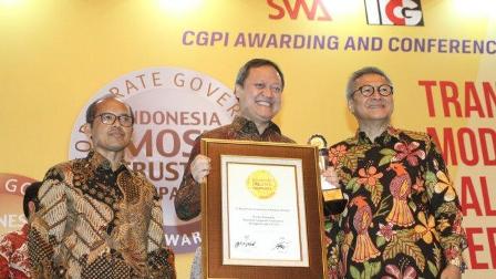 BUMN PT Penjaminan Infrastruktur Indonesia (Persero) mendapatkan penghargaan sebagai perusahaan yang dipercaya publik pada Corporate Governance Perception Index (CGPI) Awarding 2018.