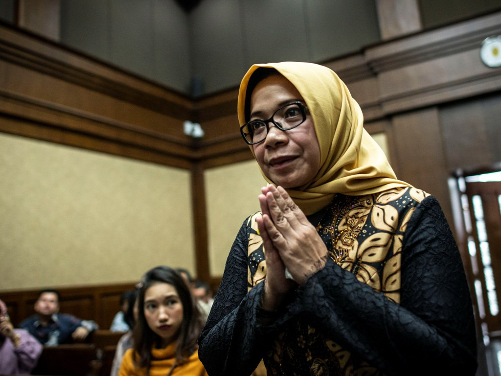 Mantan Wakil Ketua Komisi VII DPR RI Eni Maulani Saragih menjalani sidang lanjutan di Pengadilan Tipikor. Foto: Antara/Aprillio Akbar.