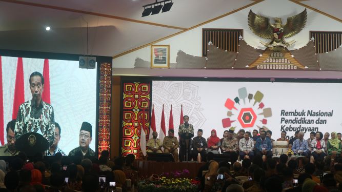 Presiden Joko Widodo saat membuka Rembuk Nasional Pendidikan dan Kebudayaan (RNPK) 2019, Medcom.id/Dheri Agriesta.