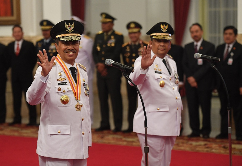 Gubernur Riau Syamsuar dan Wakil Gubernur Riau Edy Natar Nasution - ANT/Akbar Nugroho Gumay. 