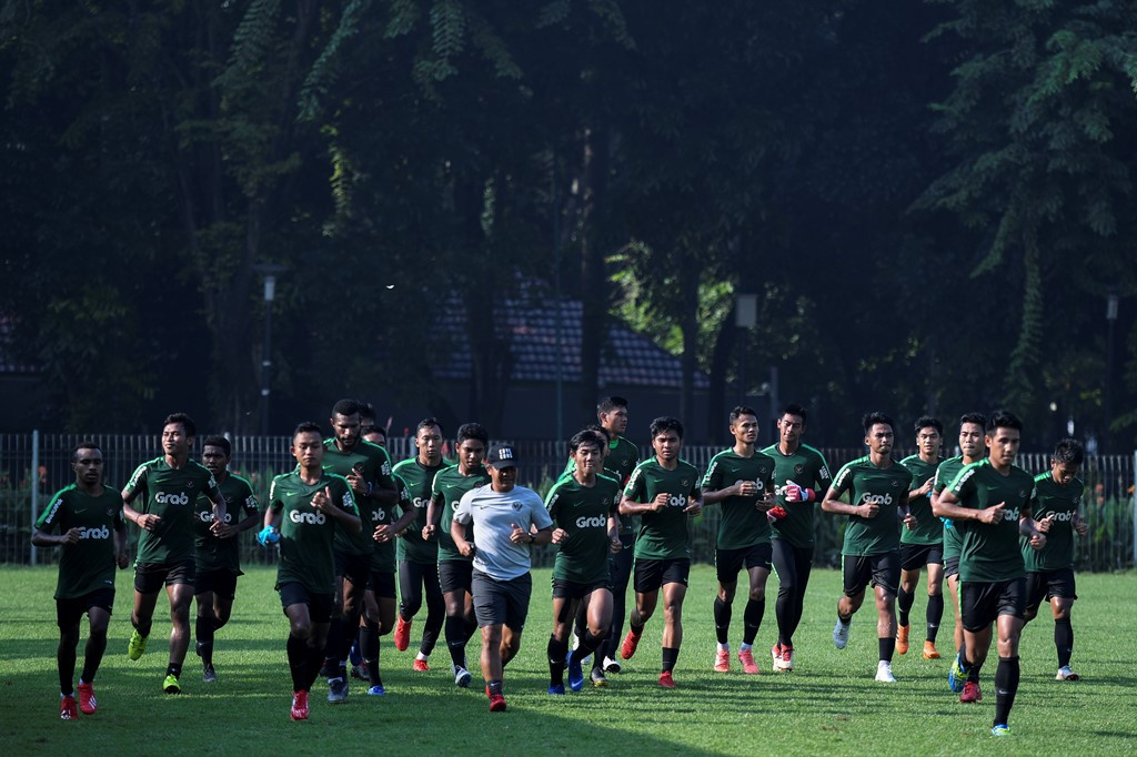 Timnas Indonesia sedang berlatih. (Foto: Antara/Hafidz Mubarak)