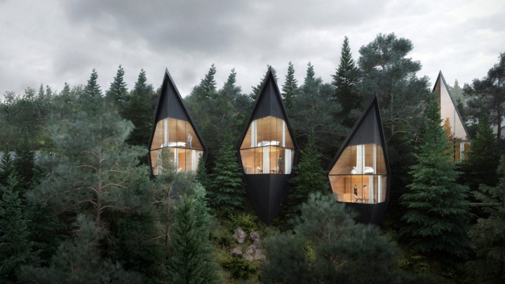 Tree House, Rumah Runcing Spektakuler dari Kayu Hitam