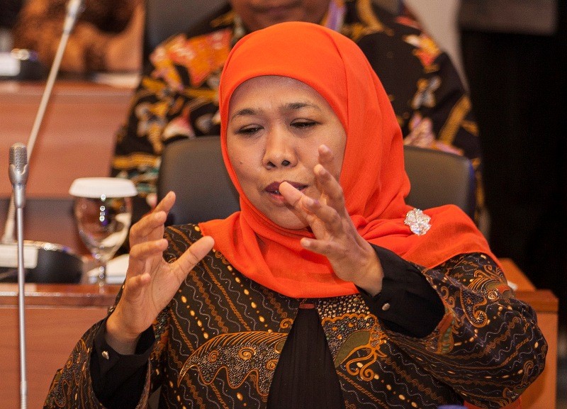 Gubernur Jawa Timur Khofifah Indar Parawansa. Foto: Antara/Sigid Kurniawan.