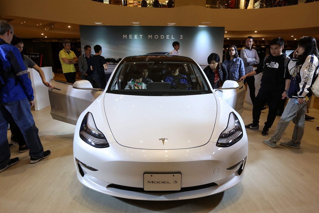 Tesla Model 3. (Photo by VIVEK PRAKASH / AFP)