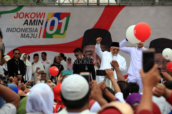 Ma'ruf Amin Bicara Kartu Sakti Saat Kampanye di Senayan