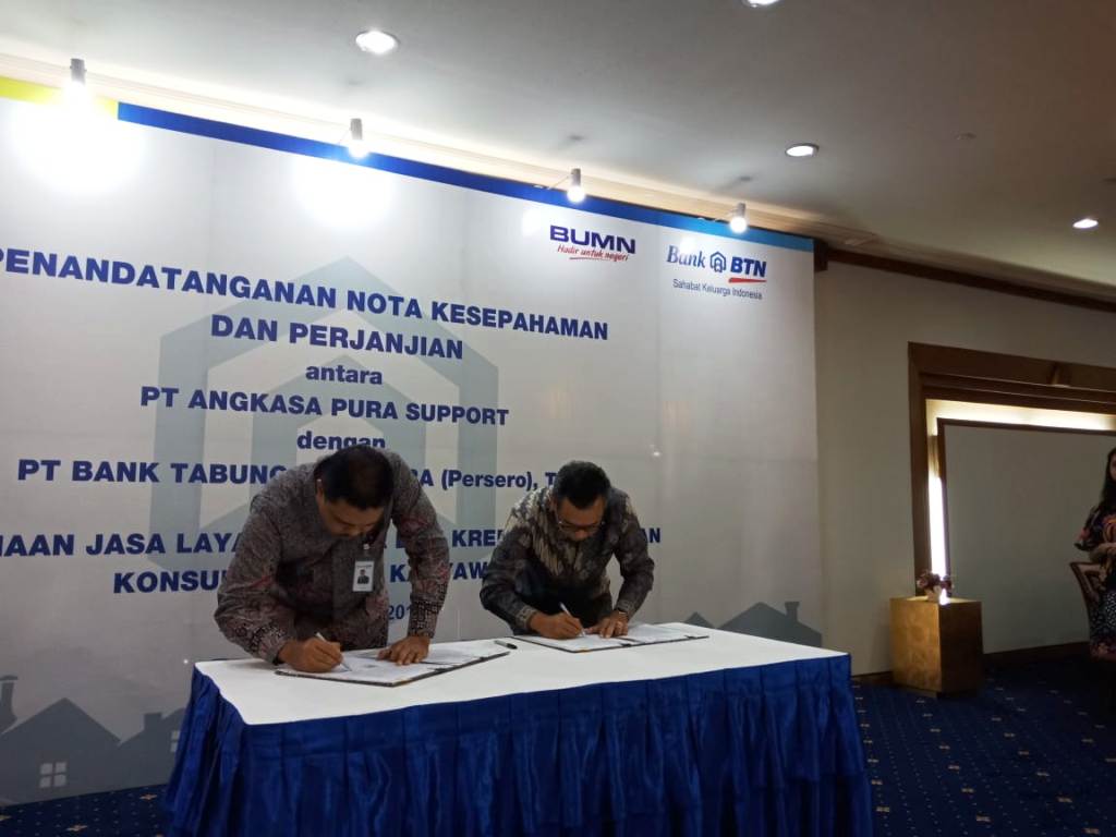 BTN jalin kerja sama dengan anak usaha Angkasa Pura, PT Angkasa Pura Support. (FOTO: dok BTN)