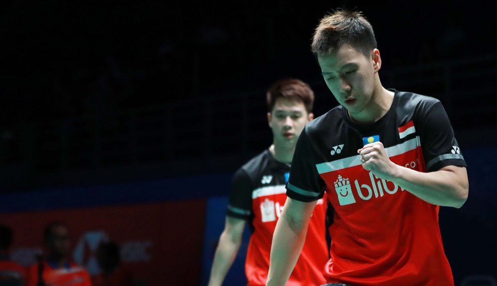 Ganda putra Indonesia, Marcus Fernaldi Gideon dan Kevin Sanjaya Sukamuljo (dok. PBSI)