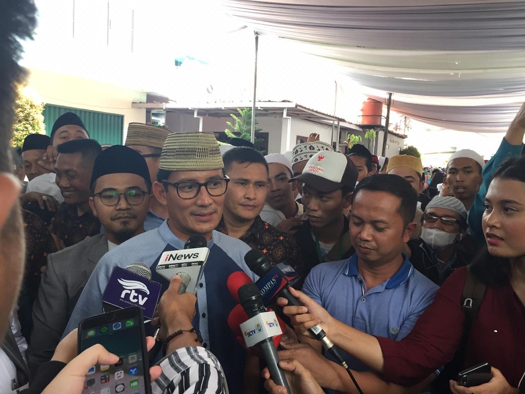 Sandiaga: Pembisik Prabowo ada Saat Deklarasi Kemenangan