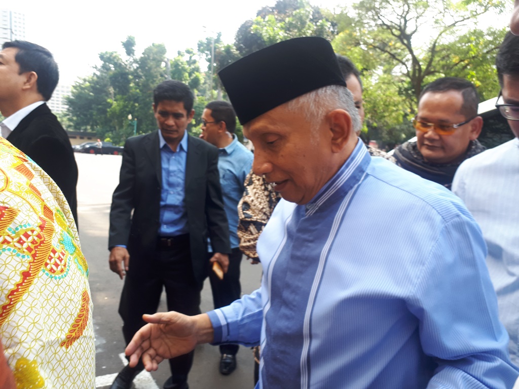 Ketua Dewan Kehormatan Partai Amanat Nasional (PAN) Amien Rais memenuhi panggilan penyidik Polda Metro Jaya. (Foto: Medcom.id/Yona Hukmana)