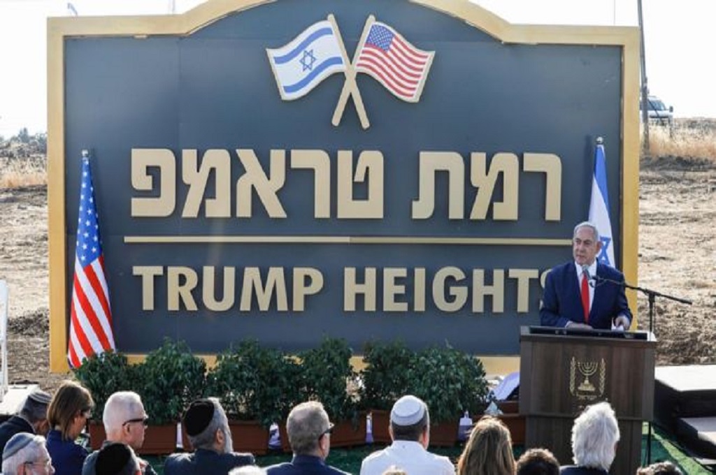 PM Israel Benjamin Netanyahu mengumumkan Dataran Tinggi Trump.di Dataran Tinggi Golan (Foto: AFP)