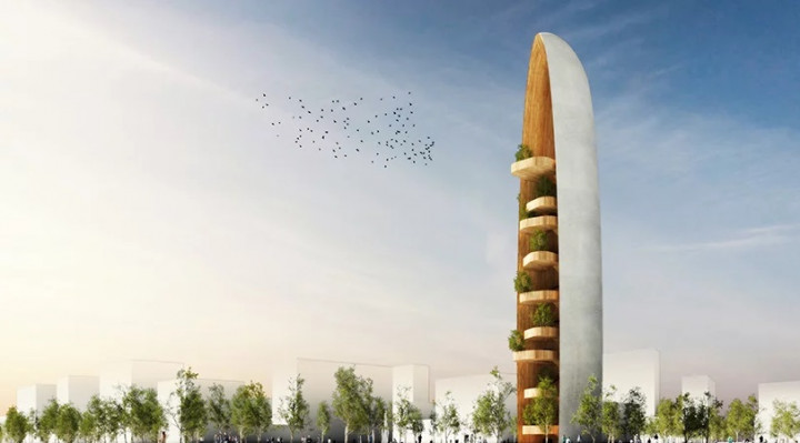 Menara 'Kaki Langit' Berkonsep Hutan Vertikal