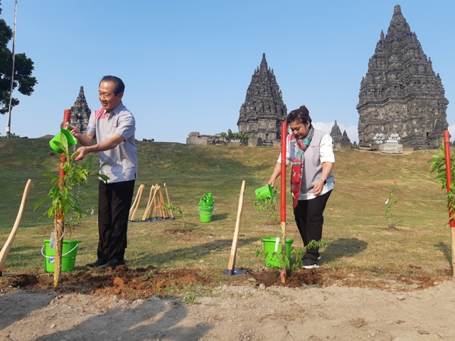 Ratusan Mahasiswa Tanamkan 250 Pohon di Sekitar Candi Prambanan