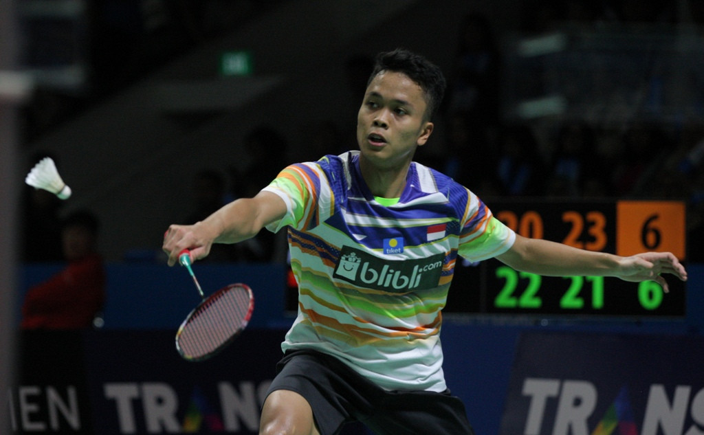 Anthony Sinisuka Ginting saat tampil di Indonesia Open 2019 (Foto: MI/RAMDANI)