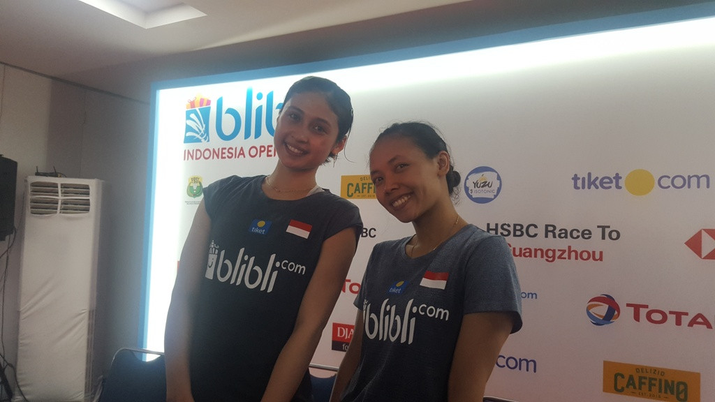 Rizki Amelia Pradipta- Della Destiara Haris usai tampil di Indonesia Open 2019 (Foto: medcom.id/Gregorius Gelino)