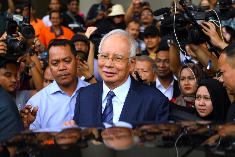 Pengadilan mantan PM Malaysia Najib Razak ditunda akibat ancaman bom di pengadilan. Foto: AFP.