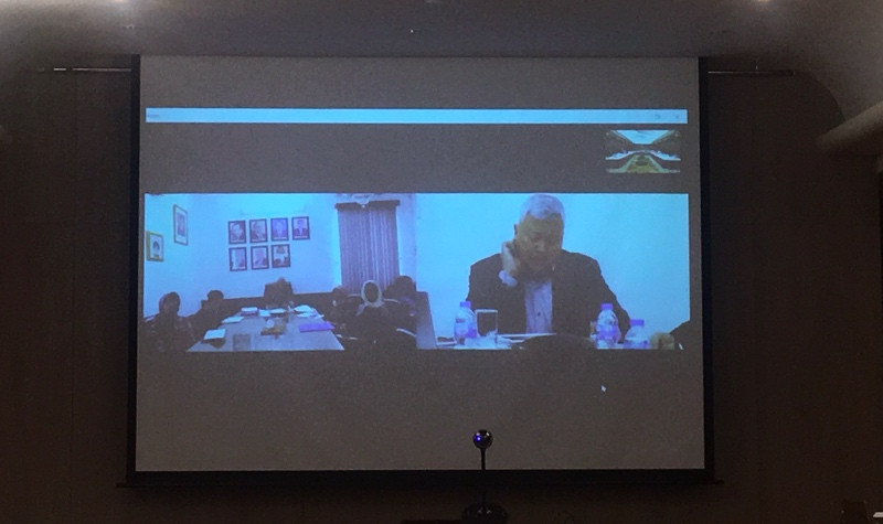 Duta Besar RI untuk Vietnam Ibnu Hadi  dalam konferensi video di Jakarta. Foto: Medcom.id/Sonya Michaella.