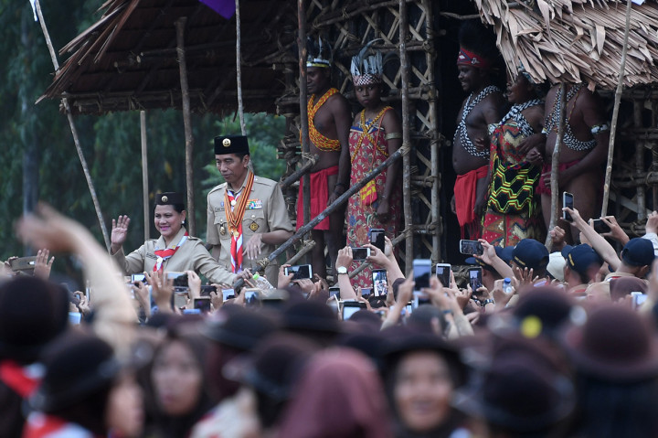 Jokowi Hadiri HUT ke-58 Pramuka di Cibubur