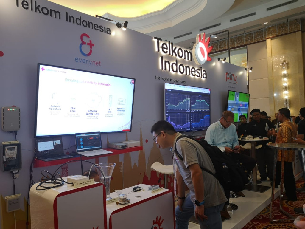 Booth Telkom di Asia Iot Business Platform yang digelar di RItz Carlton Mega Kuningan, Jakarta, pada 28-29 Agustus 2019.