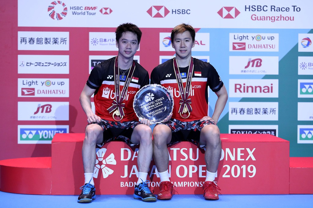 Kevin Sanjaya (kiri) dan Marcus Fernaldi. (Foto: Antara/Widya)