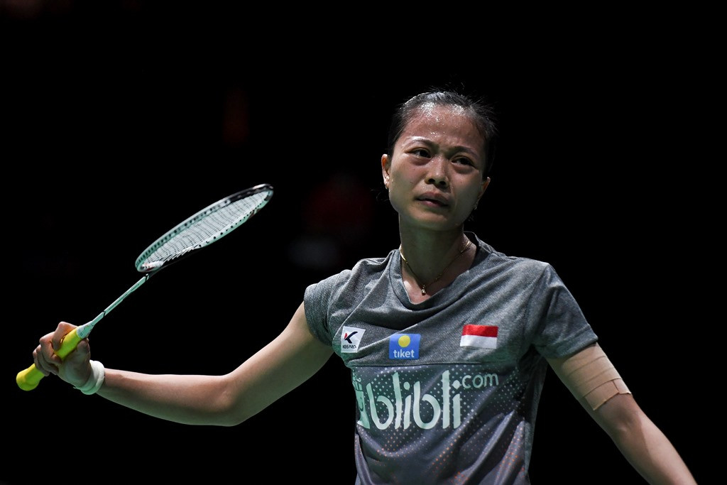 Pebulu tangkis tunggal putri Indonesia, Fitriani (Antara/Hafidz Mubarak)