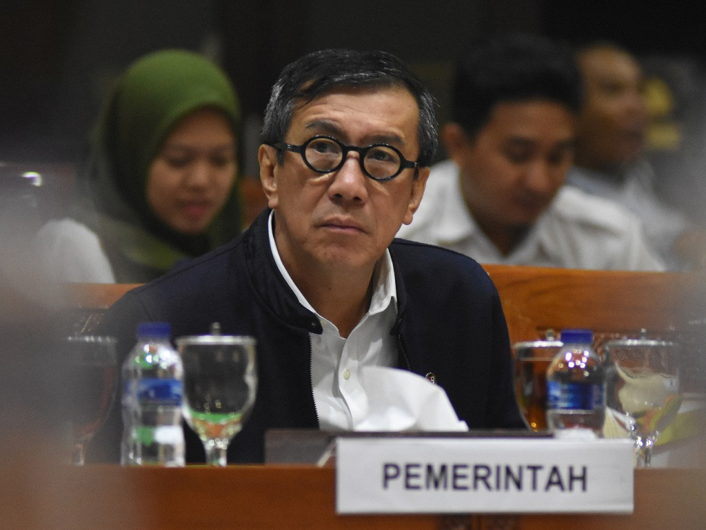 ?Menkumham Yasonna Laoly sudah memberkan RUU KPK berdasarkan DIM pemerintah kepada pimpinan KPK. Antara/Indrianto Eko Suwarso.