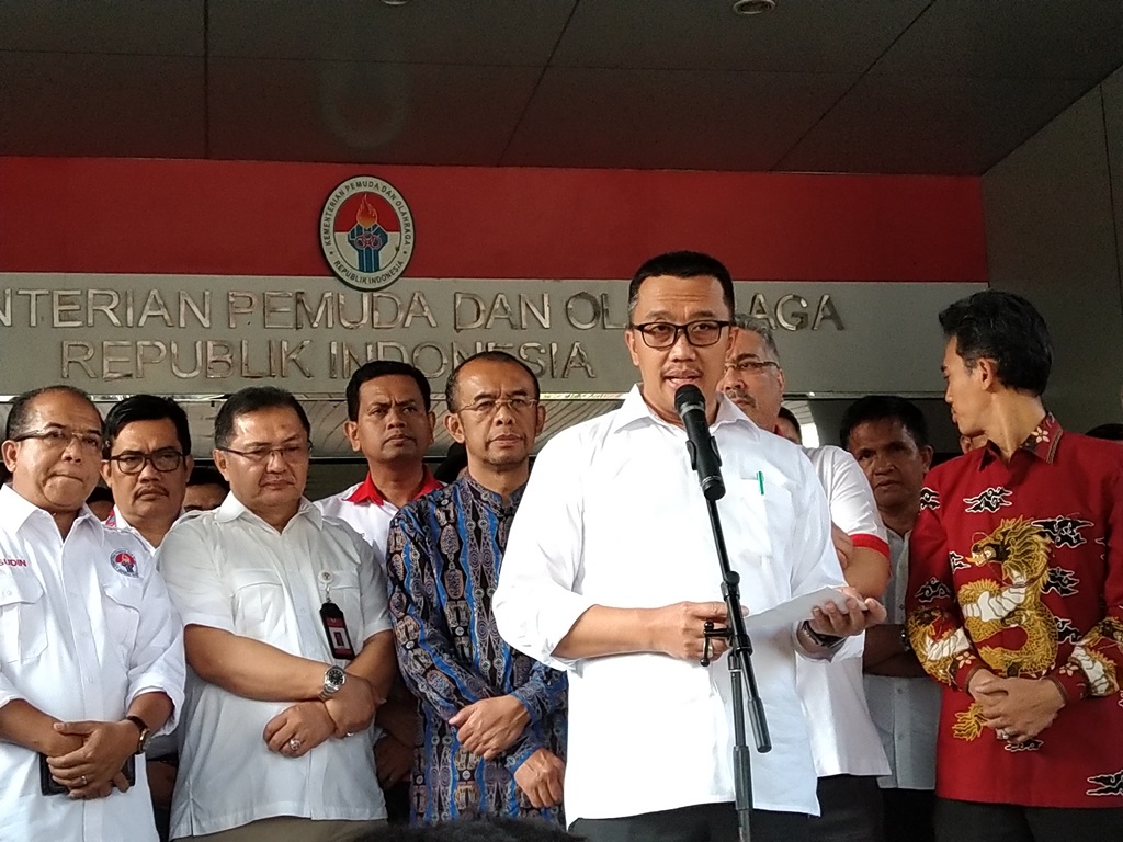 Imam Nahrawi saat jumpa pers. (Foto: medcom.id/Riyan Ferdianto)