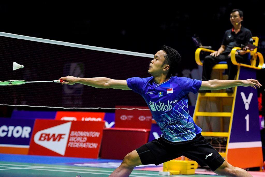 Anthony Sinisuka Ginting berlaga di China Open 2019 (AFP)