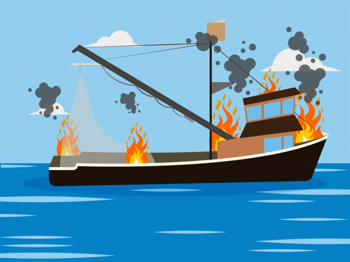 Kapal Ikan di Halmahera Utara Terbakar