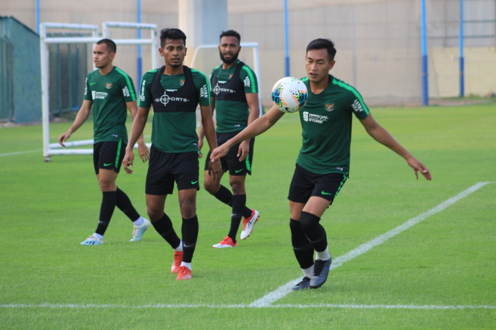 Suasana latihan Timnas Indonesia di Dubai, Jumat (4/10) jelang menghadapi Uni Emirat Arab (Dok. PSSI)