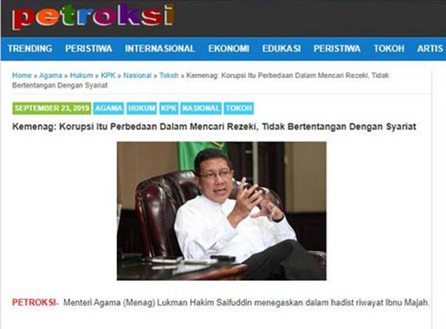Menag Sebut Korupsi Tidak Bertentangan dengan Syariat Islam? Ini Faktanya