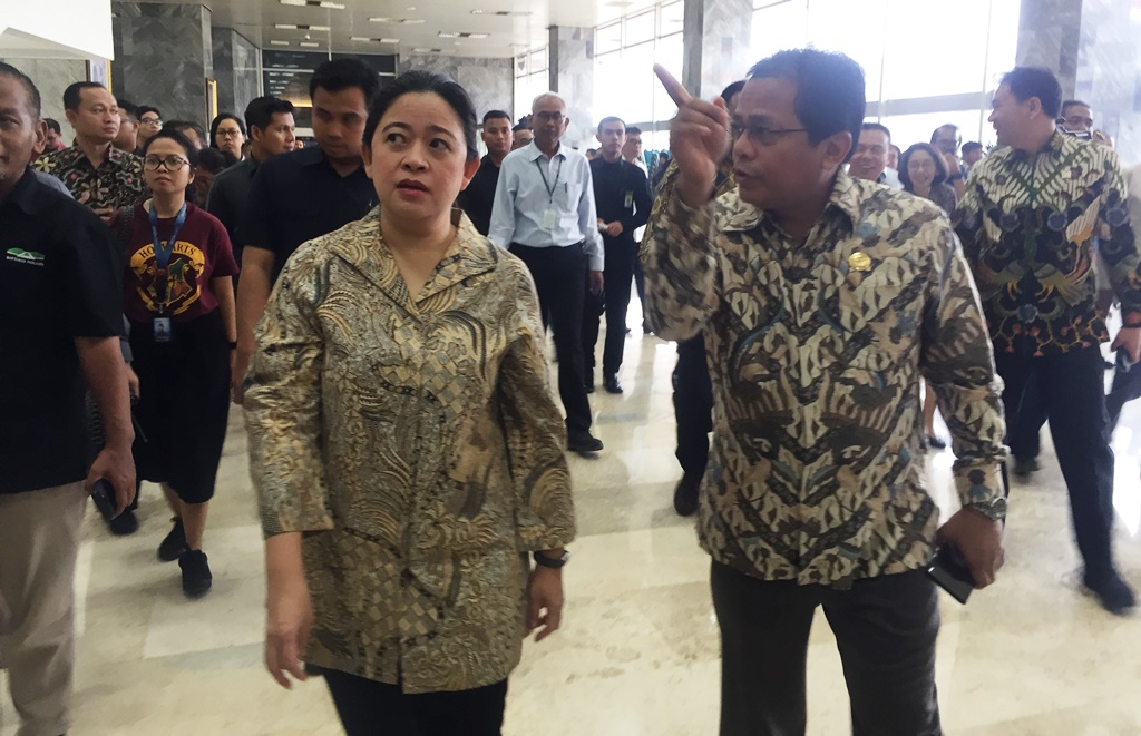 Ketua DPR RI Puan Maharani dan Sekjen DPR RI Indra Iskandar (Foto:Medcom.id/Gervin Nathaniel Purba)