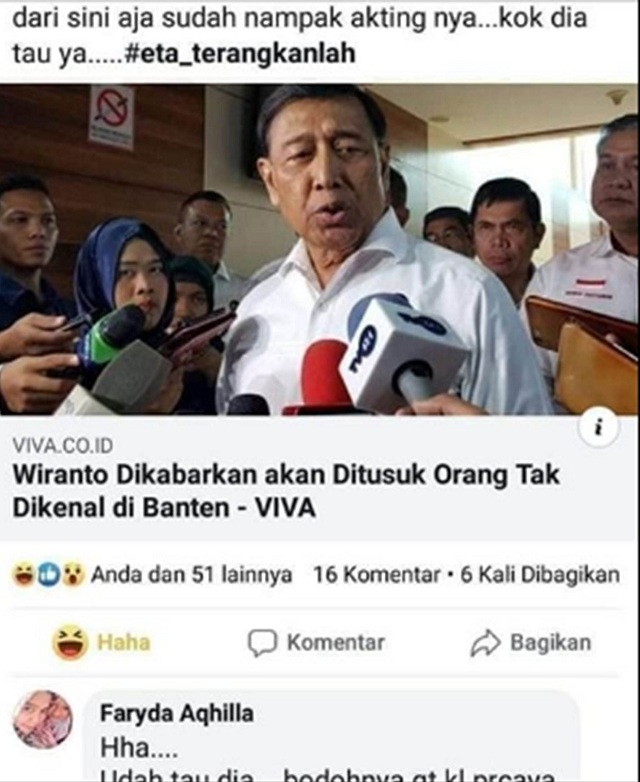 Penusukan Wiranto <i>Settingan</i>? Ini Faktanya