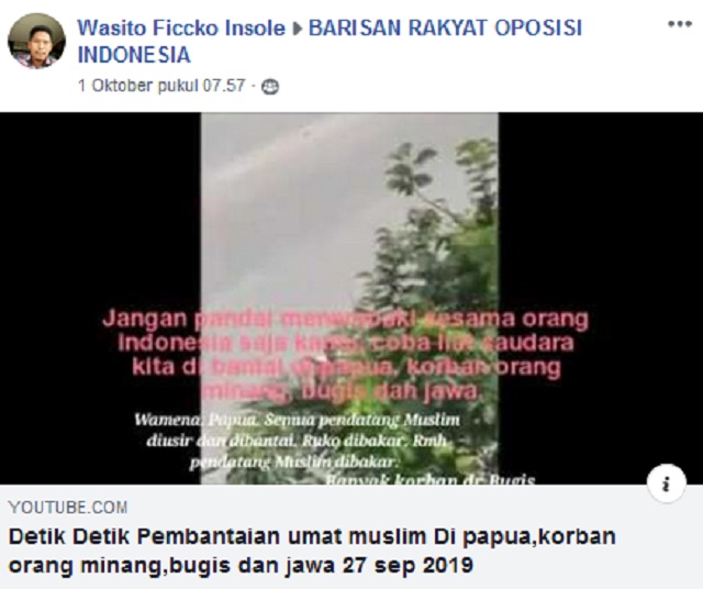[Cek Fakta] Muslim di Papua Dibantai?